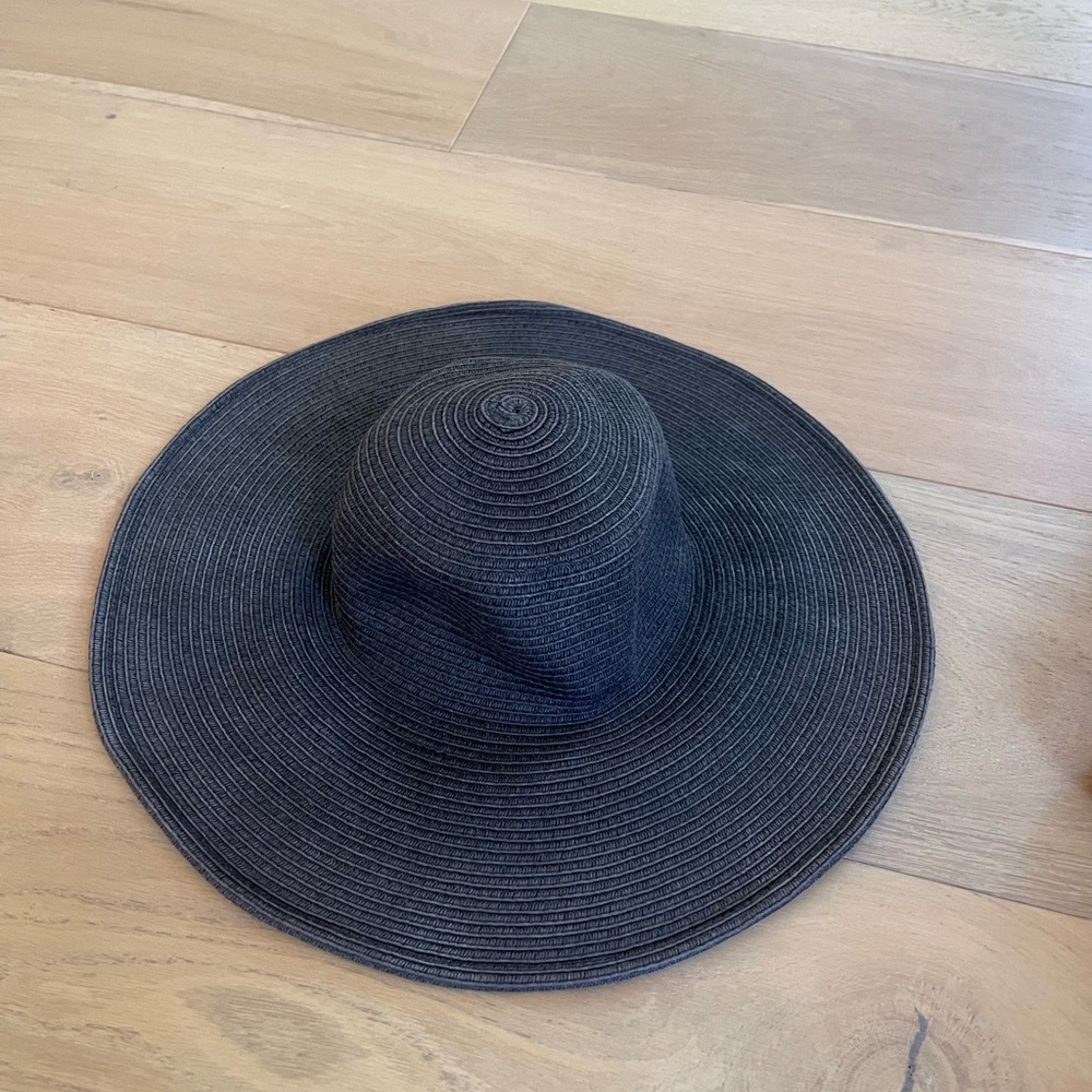 J. Crew Black Wide-Brimmed Hat